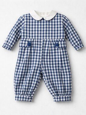 The Socking Bug blue gingham Peter Pan collar jumper size 6 m